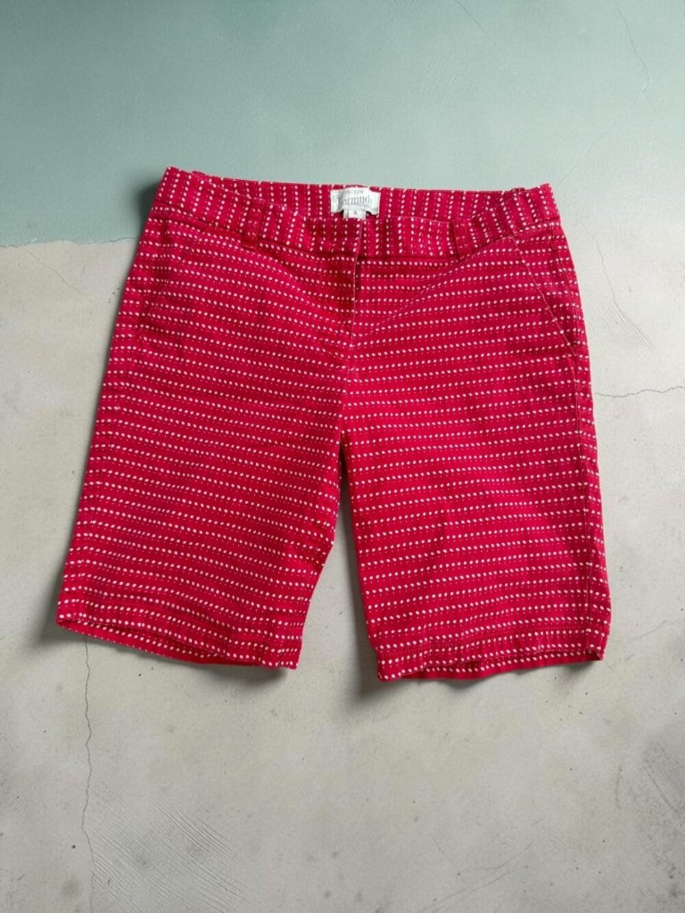 J CREW Red White Patterned Bermuda Shorts Size US 4